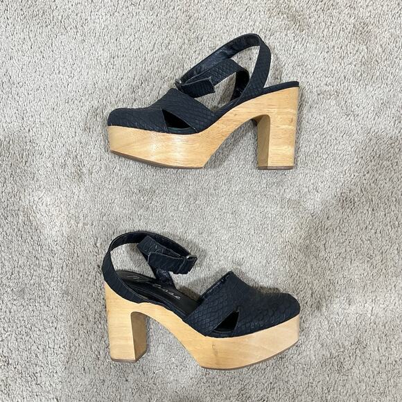 Matisse X Free People Sunset Vegan Heeled Clogs Texture Black Size 7 Boho Hippie - Picture 5 of 8